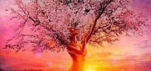 femme arbre rose